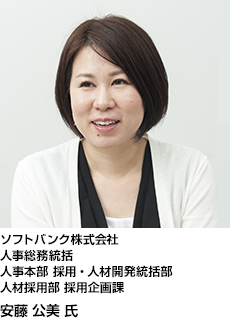 ソフトバンク株式会社
人事総務統括
人事本部 採用・人材開発統括部
人材採用部 採用企画課
安藤 公美氏