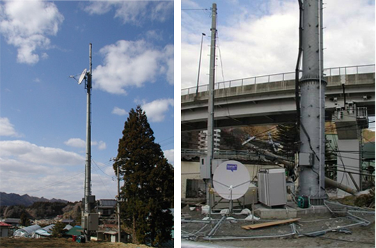 衛星回線を利用して復旧させた基地局
