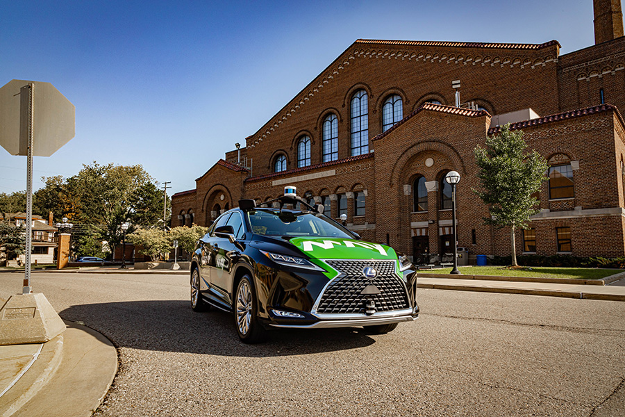 A vehicle equipped with May Mobility's autonomous driving kit as part of the company's public autonomous vehicle deployment in Michigan, U.S.