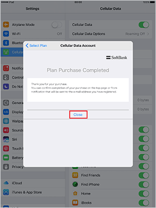 4G Data prepaid purchase is now completed; tap “Close”.
