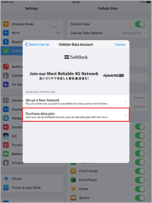 Tap “Purchase data plan”.