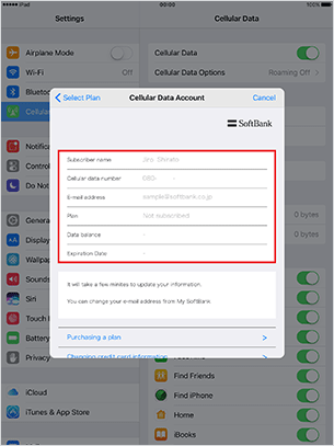 Check subscriber name and e-mail address, and tap “Purchasing a plan”.