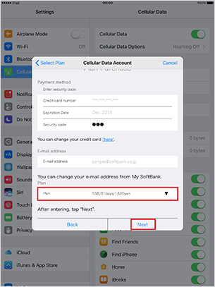 Enter credit card Security Code, select plan, and tap “Next”.