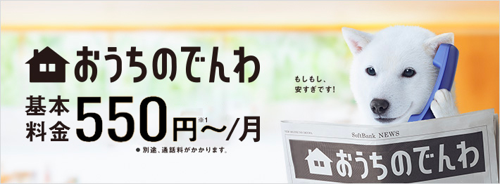 おうちのでんわ 基本料金550円～／月 ※1 別途、通話料がかかります。