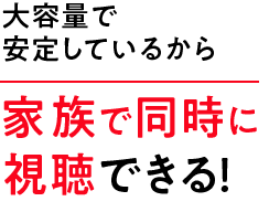 大容量で安定しているから 家族で同時に視聴できる!