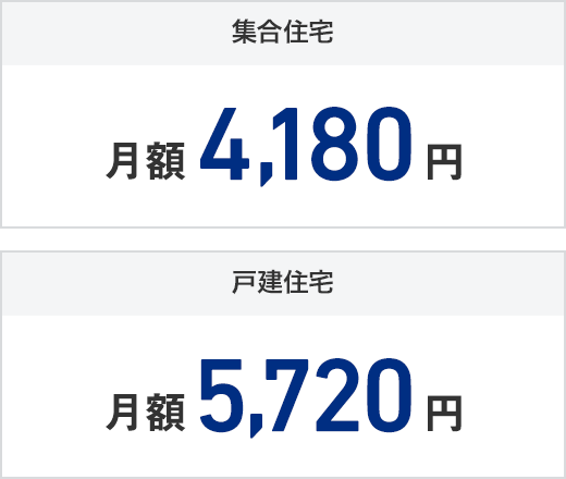 集合住宅 月額4,180円 戸建住宅 月額5,720円