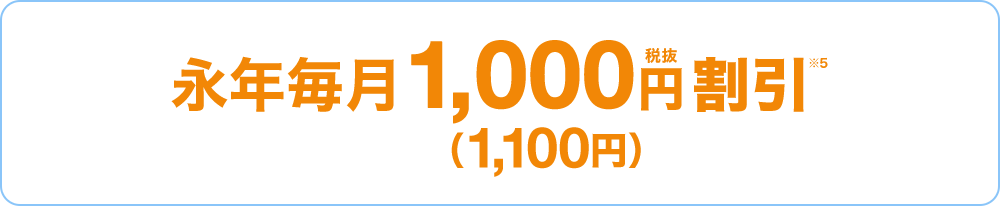 永年毎月1,000円税抜割引 （1,100円）