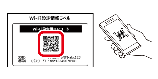 Wi-Fi設定情報ラベルのQRコードを読み取る