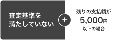 査定基準を満たしていない＋残債務が5,000円以下の場合